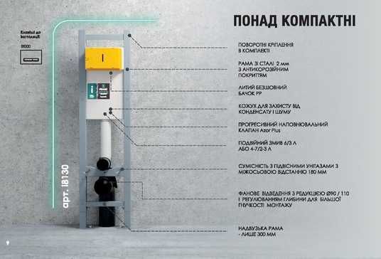 Вузька інсталяція для унітаза 30см IMPRESE i8130 3в1