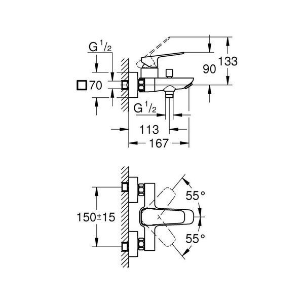 CUBEO змішувач для ванни, одноважільний, колір чорний матовий Grohe1018132430 1018132430 фото