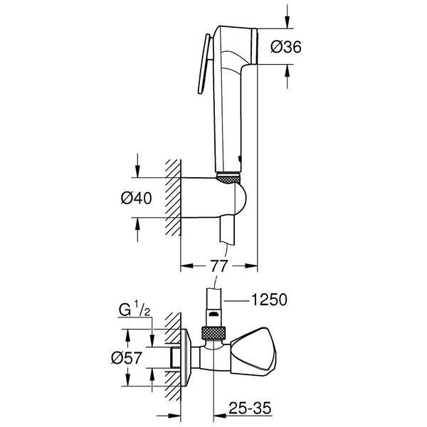 Tempesta-F Trigger Spray 30 Душевий набір з кутовим вентилем, 1 тип струменю, хром Grohe27514001 27514001 фото