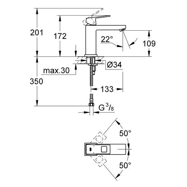 Eurocube Змішувач для раковини, одноважiльний Grohe23446000 23446000 фото