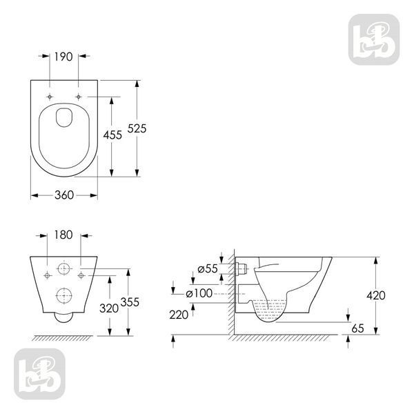 Унітаз підвісний з кришкою без обідка Imprese LEDNICE c06807900 101244 фото