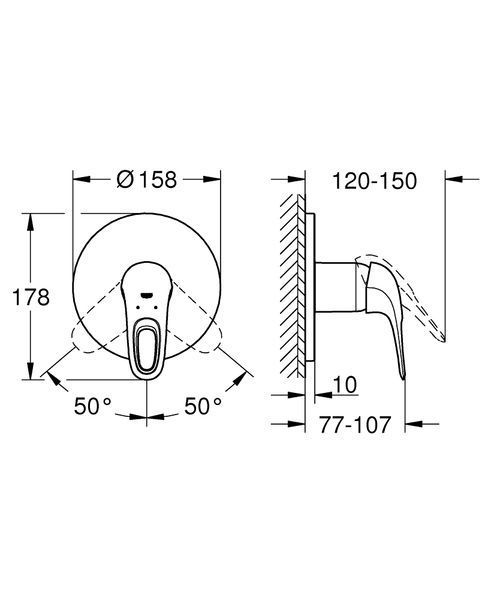 Змішувач для душу прихованого монтажу, хром GROHE EUROSTYLE 24048003 24048003 фото