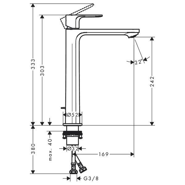 REBRIS S змішувач для умивальника 240, CoolStart HANSGROHE 72580000 72580000 фото