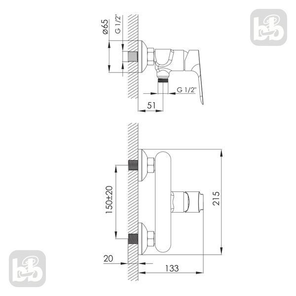 Imprese Kucera чорний матовий. Змішувач для душу: 133/35 мм; 1/2; латунь. f03303410AA 93538 фото