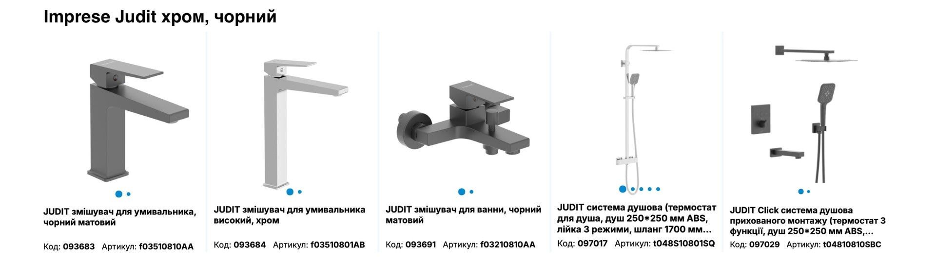 Imprese Judit колекція змішувачів чорний хром