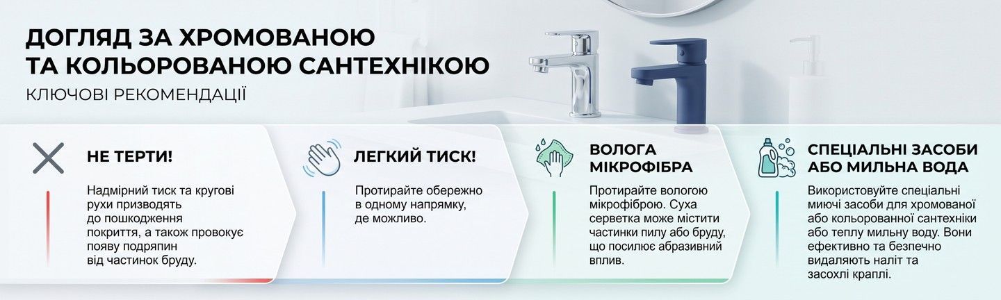 Уход за хромированной и цветной сантехникой