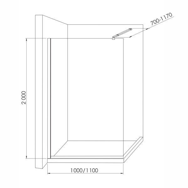 IMPRESE душова стінка WALK-IN з профілем та тримачем, 100*200см, чорний мат, скло m&aacute;vat IMPRESE s09110004MV s09110004MV фото