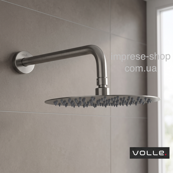 Volle CASCADA R100 графитовый. Верхний душ, лейка 30см, круглый, держатель на стену. 1586.180205 1586.180205 фото
