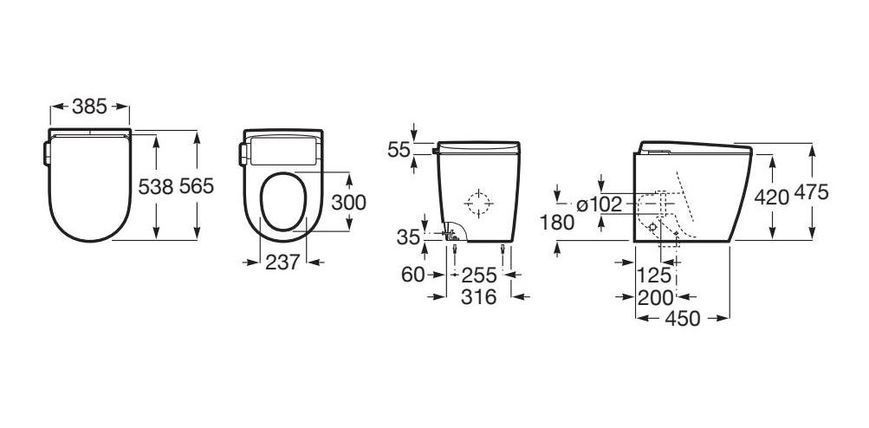 AVANT Rimless/Vortex/Silent Flush унітаз підлоговий з вбудованим бачком In-Tank&reg;, внутрішнє підключення, в комплекті з сидінням slow closing ROCA A80336MS0W A80336MS0W фото